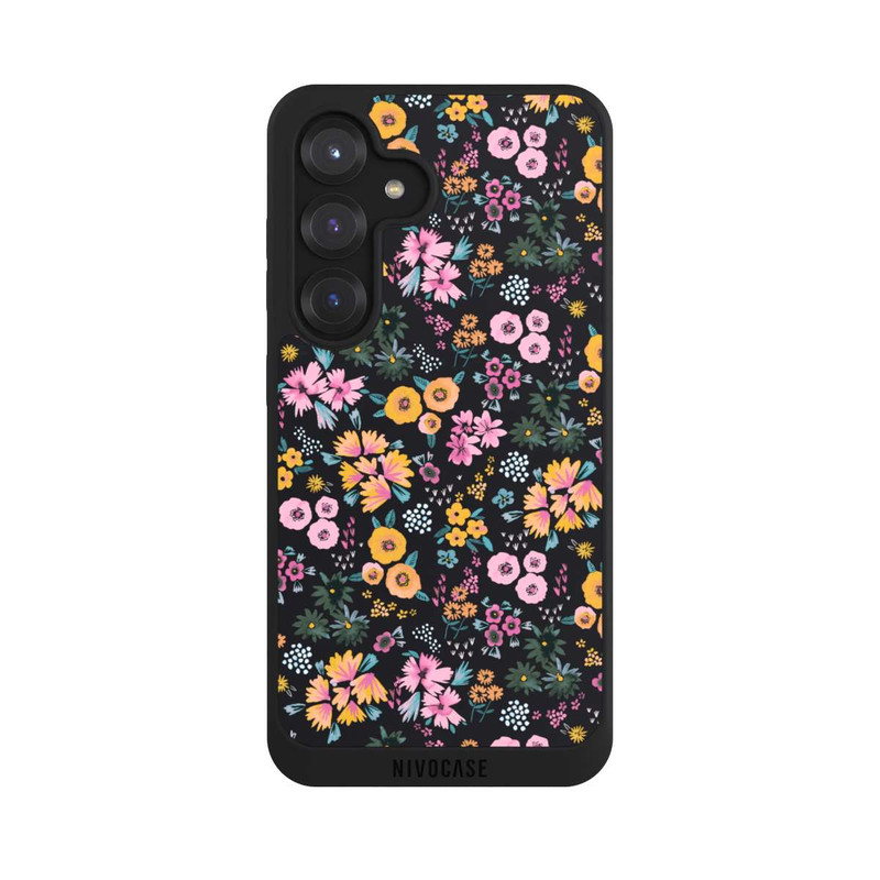 Galaxy S25 NIVOpure Kleine bunte Blumen Schwarz 2