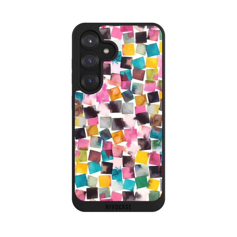 Galaxy S25 NIVOpure Aquarell geometrische Plaids rosa