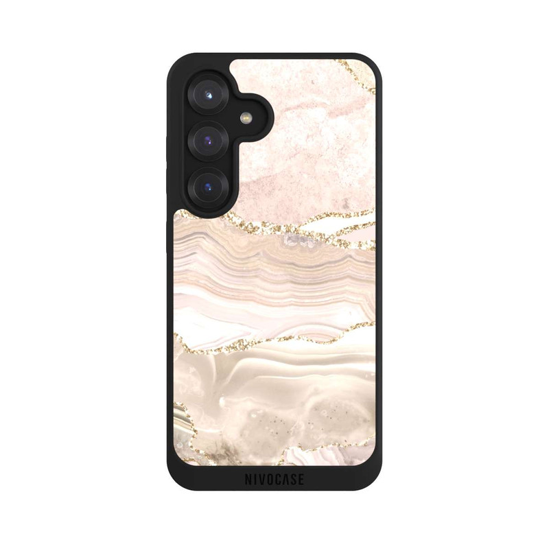 Galaxy S25 NIVOpure Rose Marble Dream Golden Stripes