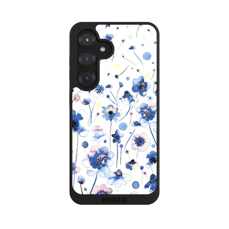 Galaxy S25 NIVOpure Aquarelltinte blaue Blumen