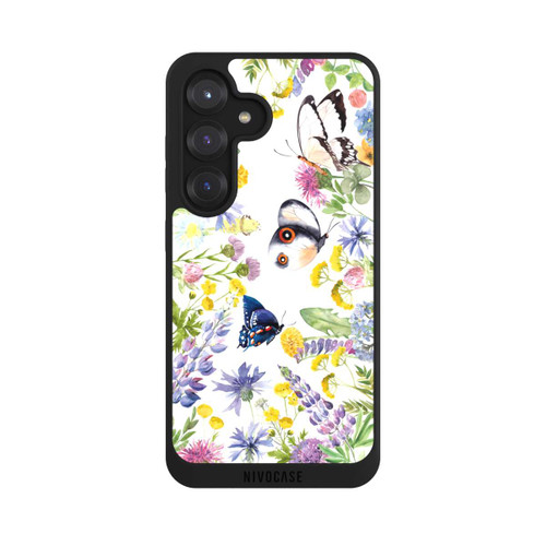 Samsung Galaxy S25 NIVOpure Bunte Frühlingsblumen und Schmetterlinge