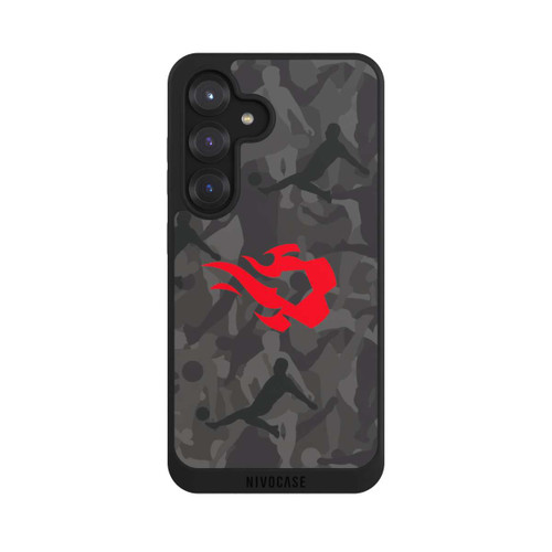 Samsung Galaxy S25 NIVOpure Belgian Red Flames Camouflage Grey