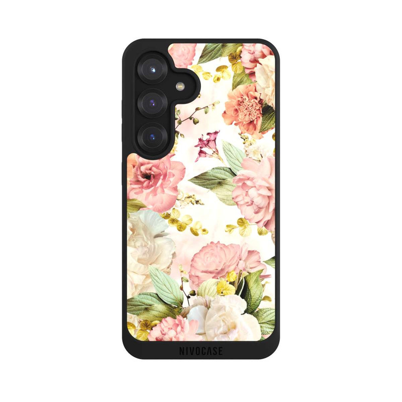 Galaxy S25 NIVOpure Blumenrahmen Pfingstrosen Beige