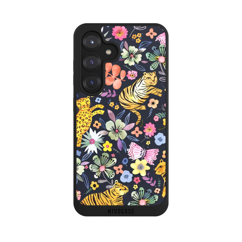 Galaxy S25 NIVOpure Frühlingsblumen mit Tiger schwarz