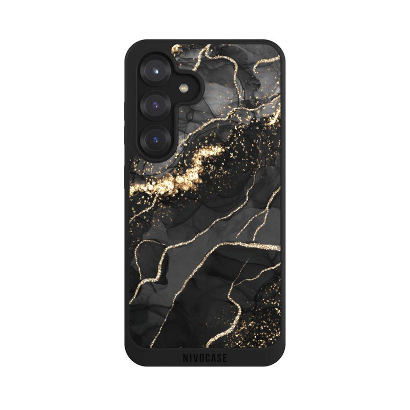 Galaxy S25 NIVOpure Dunkler Marmor Wirbel Goldoptik
