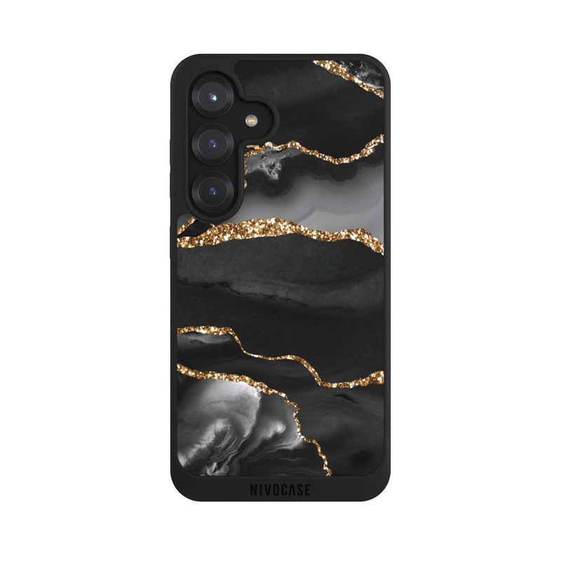 Galaxy S25 NIVOpure Dunkle Marmorstreifen im Goldlook