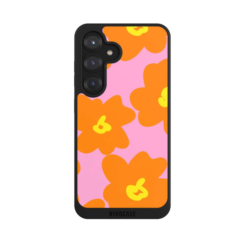 Galaxy S25 NIVOpure Retro floral pattern pink and orange