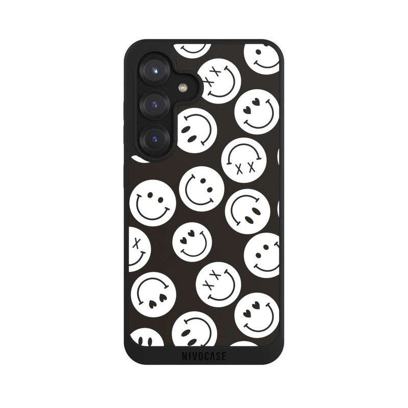 Galaxy S25 NIVOpure Smiles Emotes Pattern Black And White