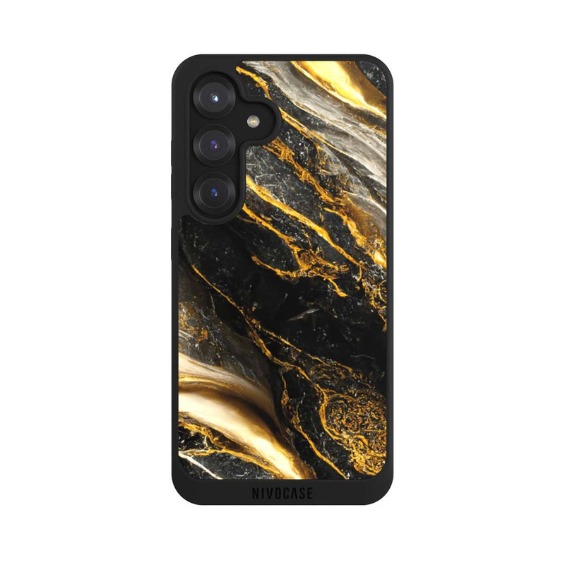 Galaxy S25 NIVOpure Schwarze Marmor Goldschichten