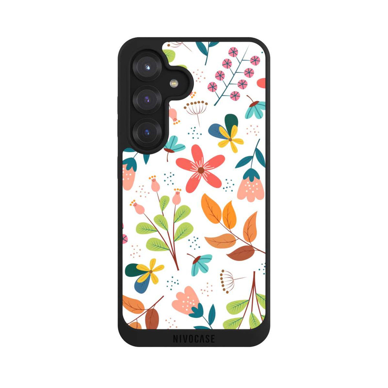Galaxy S25 NIVOpure Fleurs et feuilles blanches