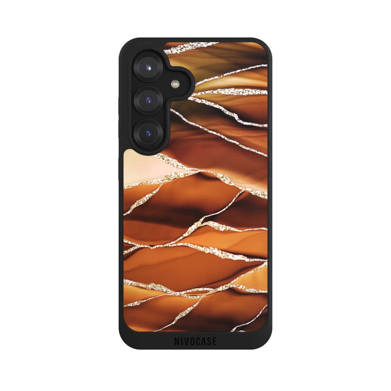 Galaxy S25 NIVOpure Braune Marmorstreifen im Glitzer Look