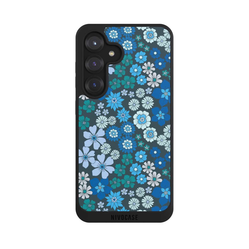 Galaxy S25 NIVOpure Fleurs bleues DeinDesign