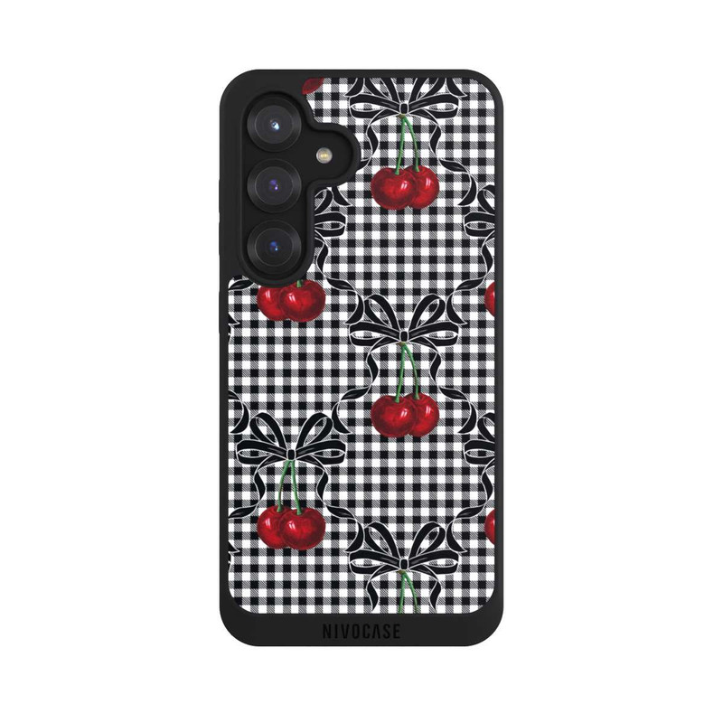 Galaxy S25 NIVOpure Kirschen Muster Schwarz