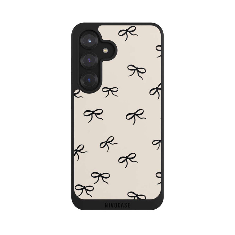 Galaxy S25 NIVOpure Bows Black Beige Pattern