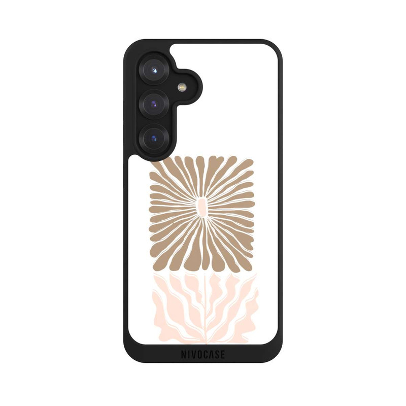 Galaxy S25 NIVOpure Fleur Boho Caramel sur Blanc