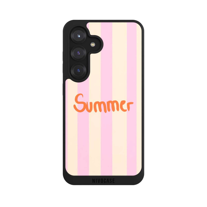 Galaxy S25 NIVOpure Summer- Rosa und Orange Streifen Hintergrund
