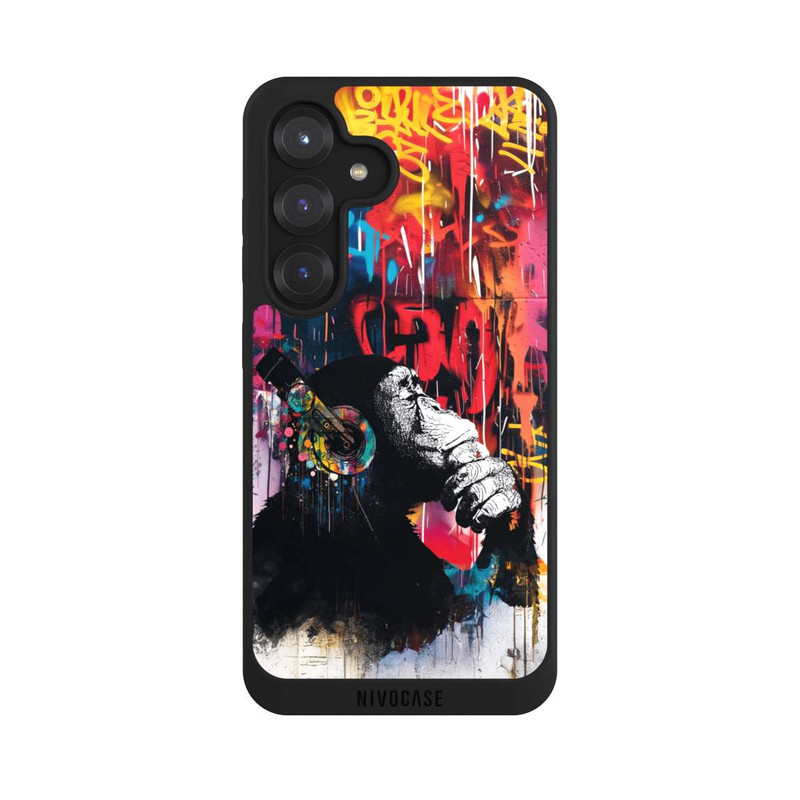 Galaxy S25 NIVOpure Affe Stereo Kopfhörer Graffiti Street Art Blau