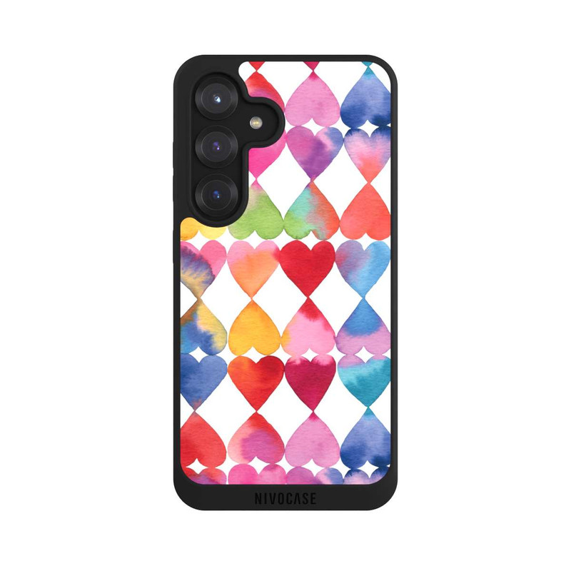 Galaxy S25 NIVOpure Colorful Watercolor Hearts Pattern