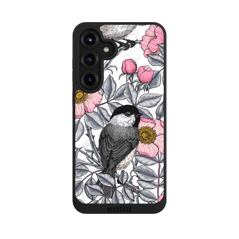 Galaxy S25 + NIVOpure Schwarzkopfmeisen und Wilde Rosen