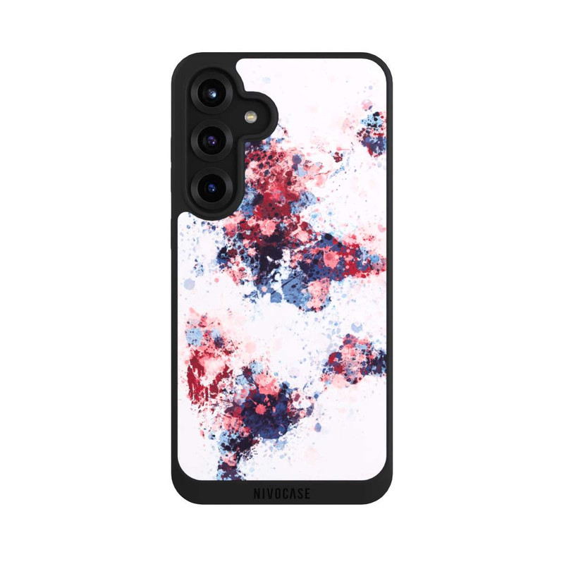 Galaxy S25 + NIVOpure Carte du monde : éclaboussures de peinture bleu rouge