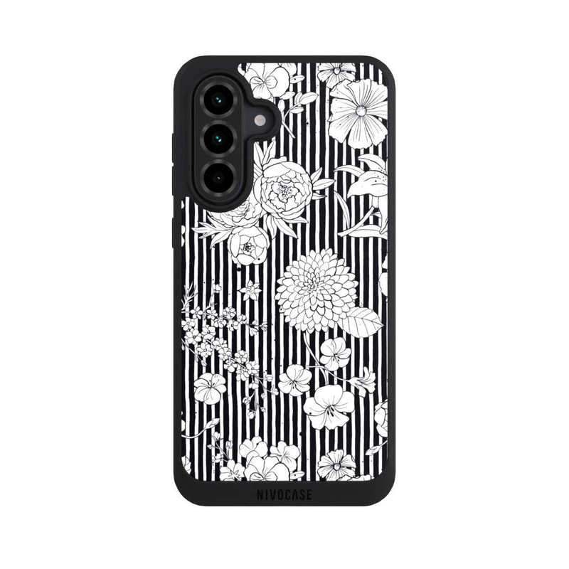 Galaxy A36 5G NIVOpure Blumen und Streifen Schwarz und Weiß