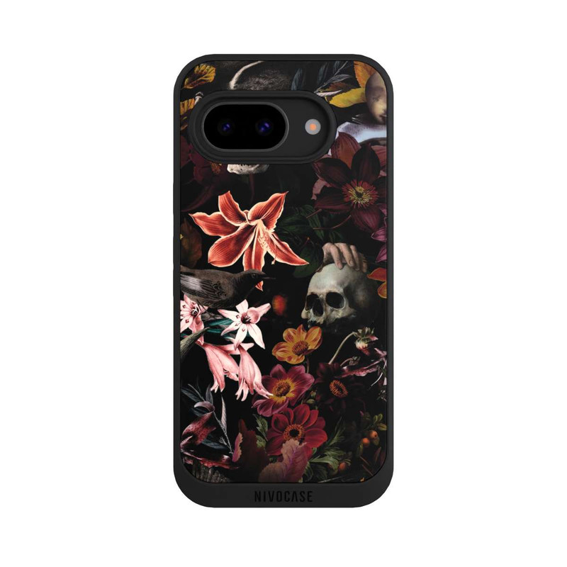 Pixel 9 a NIVOpure Skulls and Flowers on Dark Background