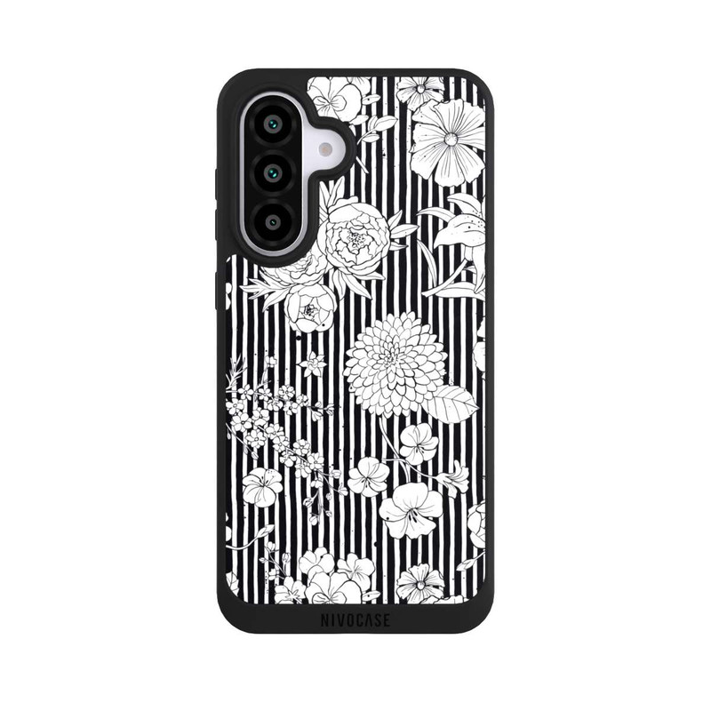 Galaxy A56 5G NIVOpure Flowers and Stripes Black and White