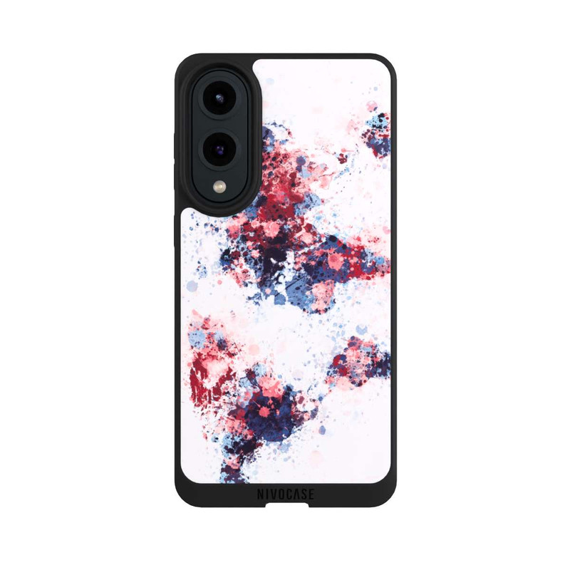Galaxy S25 Edge NIVOpure World Map Paint Splashes Blue Red