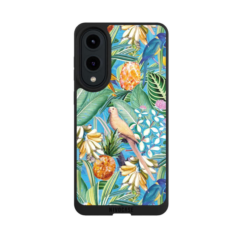 Galaxy S25 Edge NIVOpure Perroquets tropicaux sur papier peint bleu