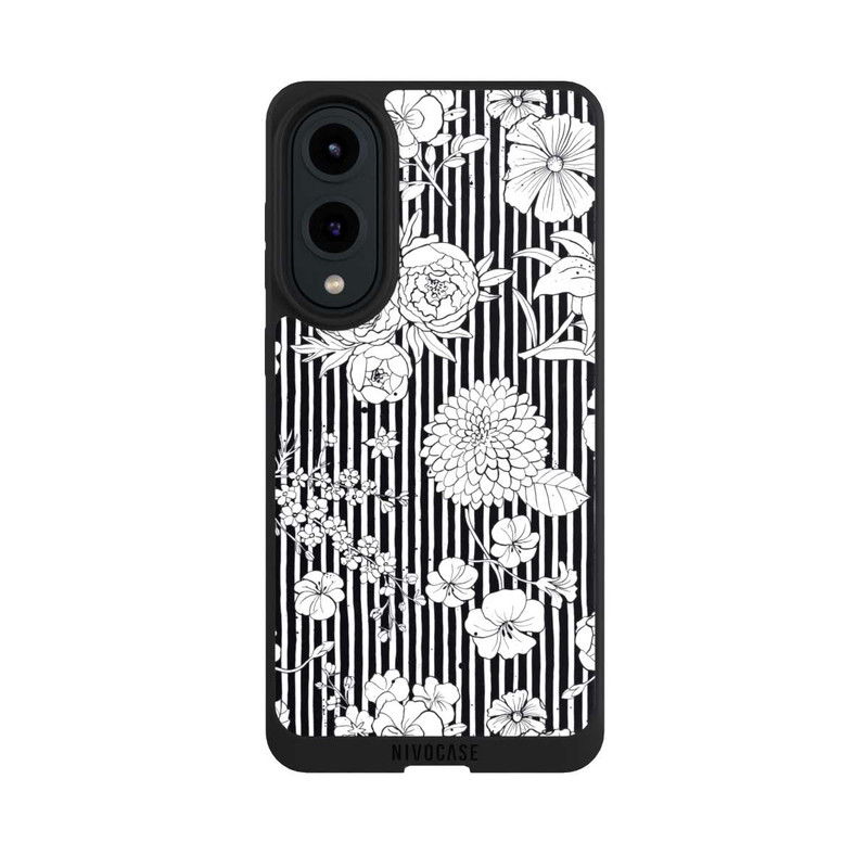 Galaxy S25 Edge NIVOpure Fleurs et rayures noir et blanc