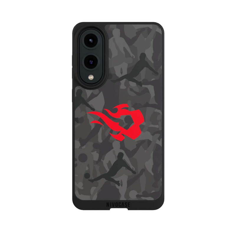 Galaxy S25 Edge NIVOpure Belgique Red Flames Camouflage Gris