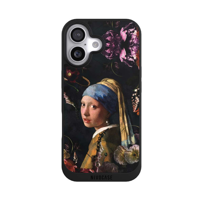 iPhone 17 NIVOpure Mädchen mit Perlenohrringen und Rosen