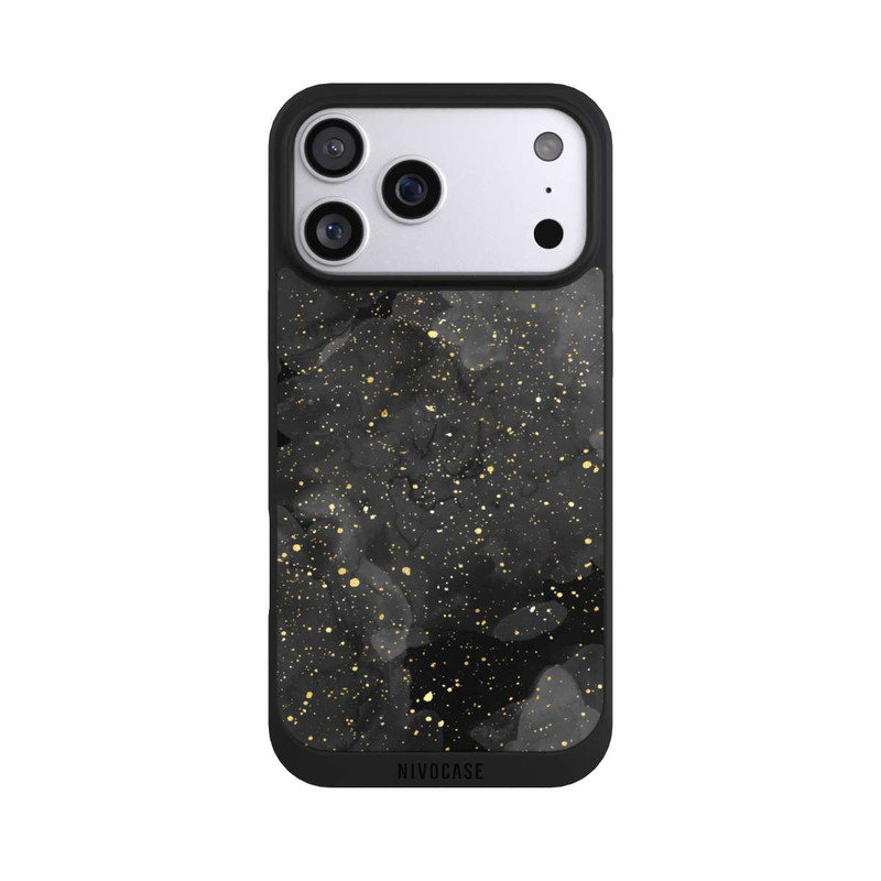 iPhone 17 Pro Max NIVOpure Glitzernder Marmor-Schwarz-Gold-Look