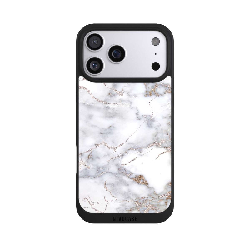 iPhone 17 Pro Max NIVOpure Silberglitzer Marmorlook