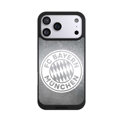 Apple iPhone 17 Pro Max NIVOpure Klassisches FCB Logo Klein - Weiß auf Metalllook