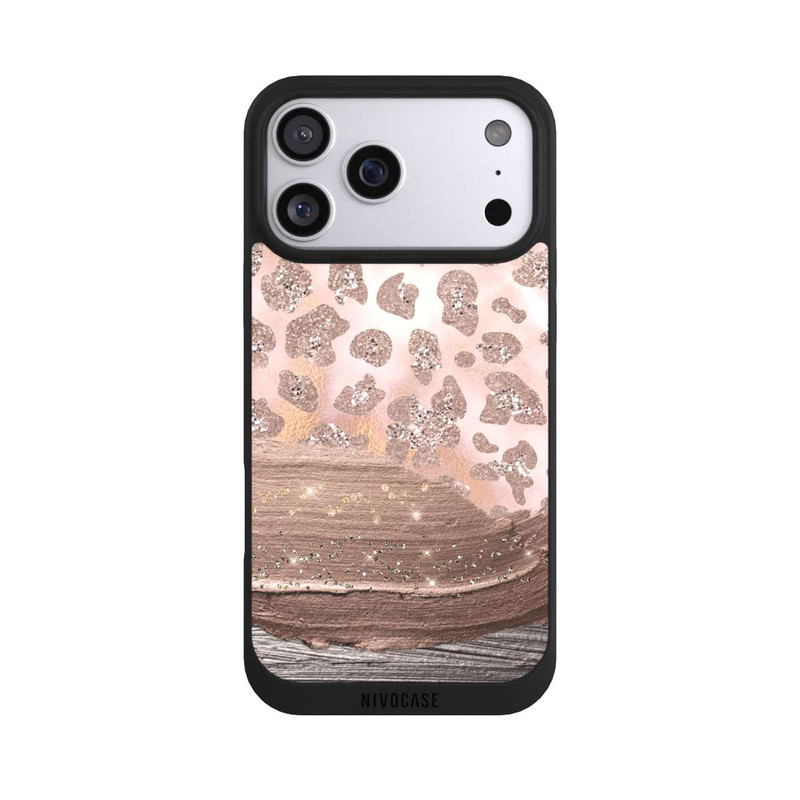 iPhone 17 Pro Max NIVOpure Silberner Leoparden Glitzerlook