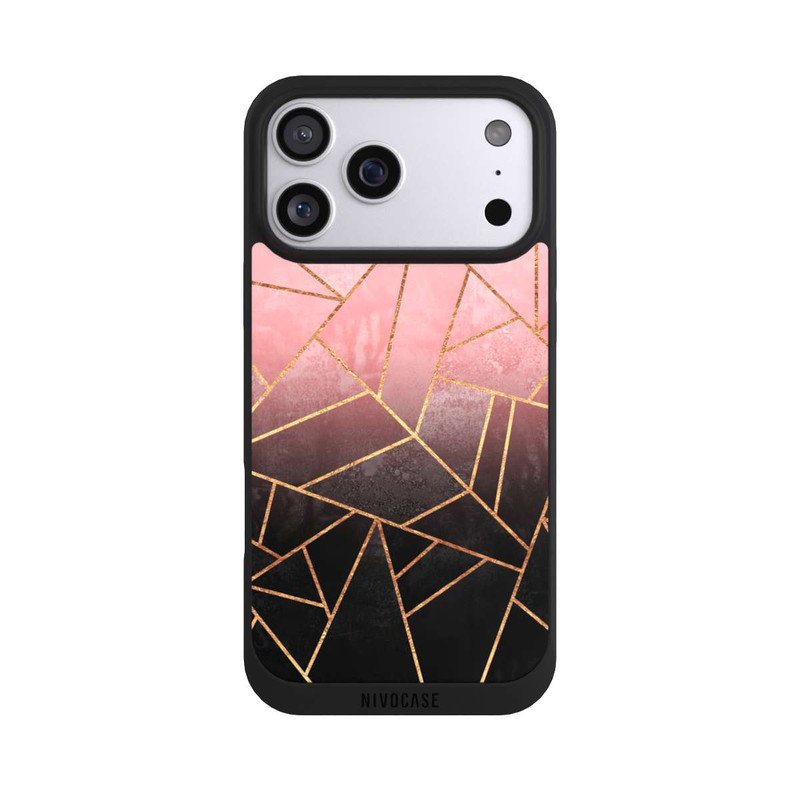 iPhone 17 Pro Max NIVOpure Pinker und Schwarzer Stein Gold Druck