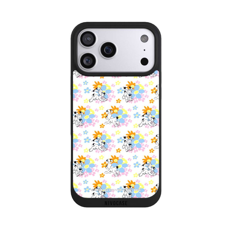 iPhone 17 Pro Max NIVOpure Idéfix sur fleurs colorées
