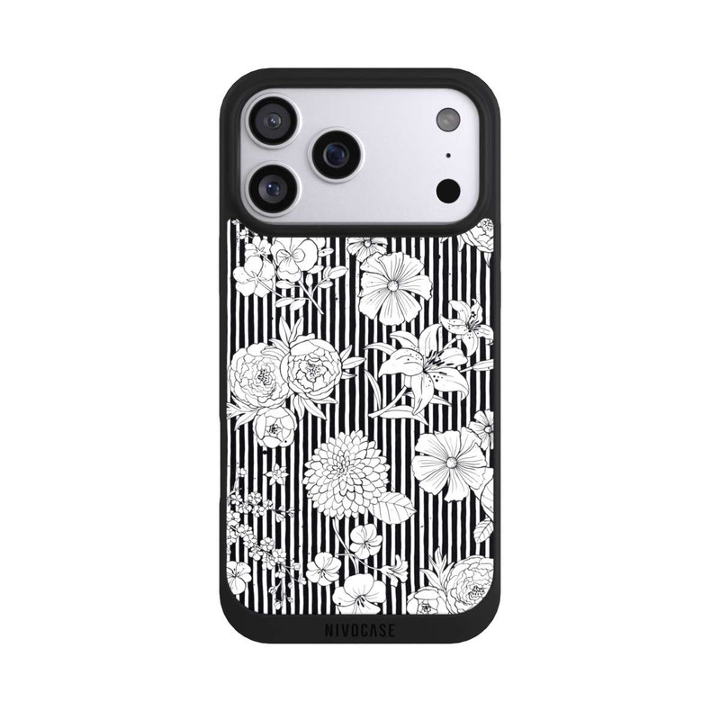iPhone 17 Pro Max NIVOpure Blumen und Streifen Schwarz und Weiß