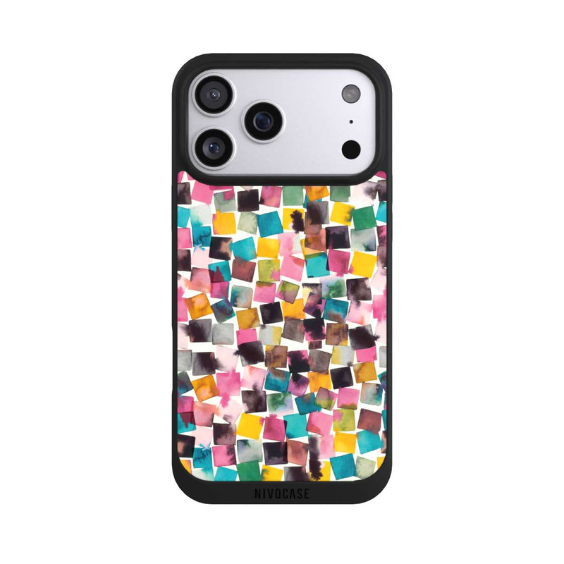 iPhone 17 Pro Max NIVOpure Aquarell geometrische Plaids rosa