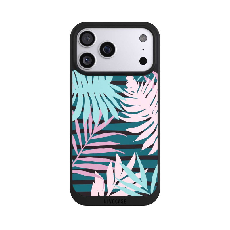 iPhone 17 Pro Max NIVOpure Pastell-Dschungelblätter rosa blaugrün