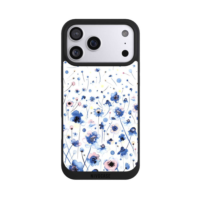 iPhone 17 Pro Max NIVOpure Watercolor Ink Blue Flowers