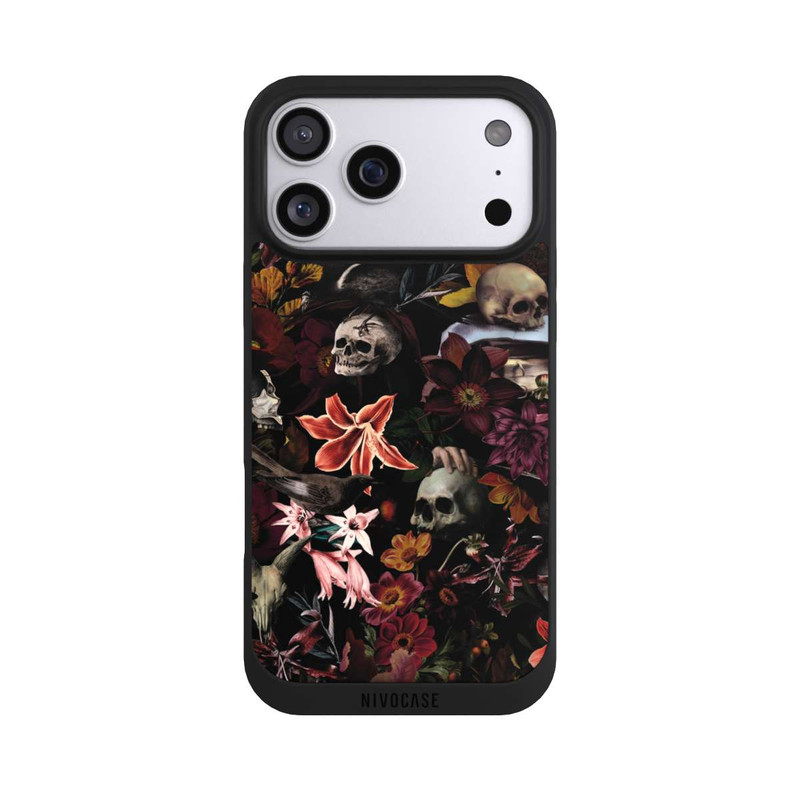 iPhone 17 Pro Max NIVOpure Skulls and Flowers on Dark Background