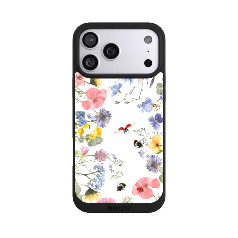 iPhone 17 Pro Max NIVOpure Bunte Frühlingsblumen und Bienen
