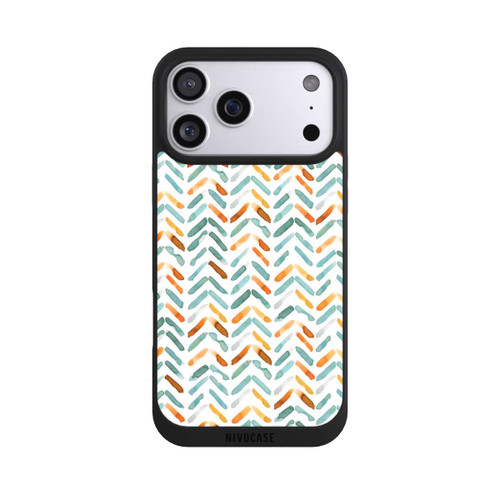 Apple iPhone 17 Pro Max NIVOpure Elegantes Herbstchevron Blau Orange