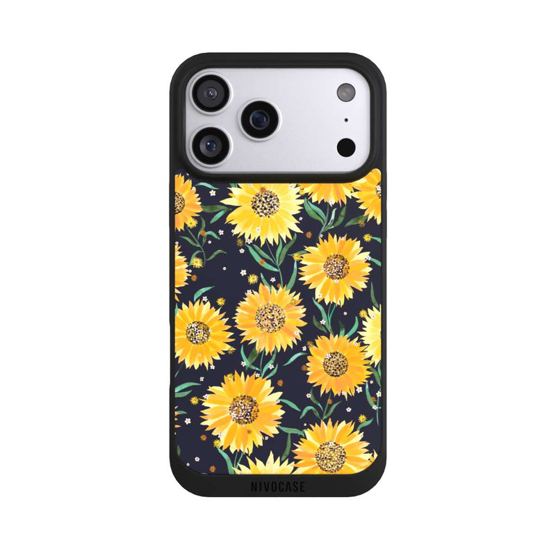 iPhone 17 Pro Max NIVOpure Fleurs de Tournesol sur Fond Noir