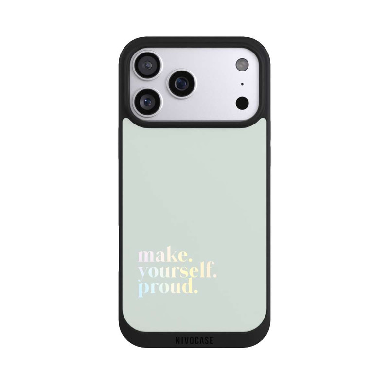iPhone 17 Pro Max NIVOpure Make Yourself Proud Zitat-Minze und Farbverlauf