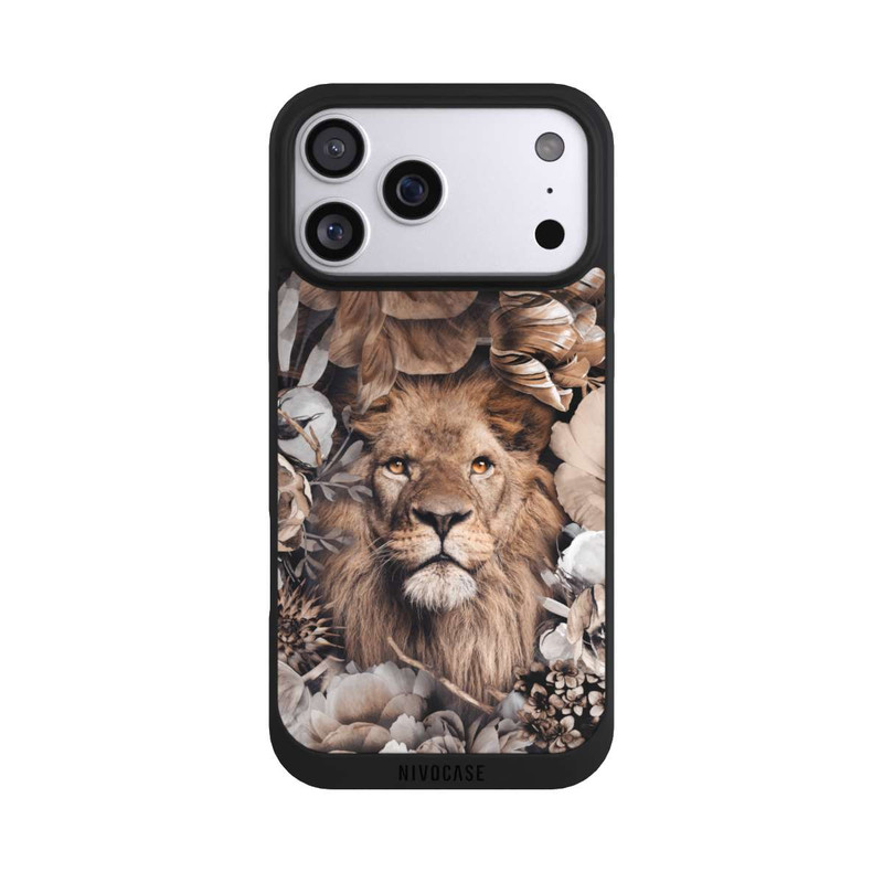 iPhone 17 Pro Max NIVOpure Löwe Blumenrahmen Beige