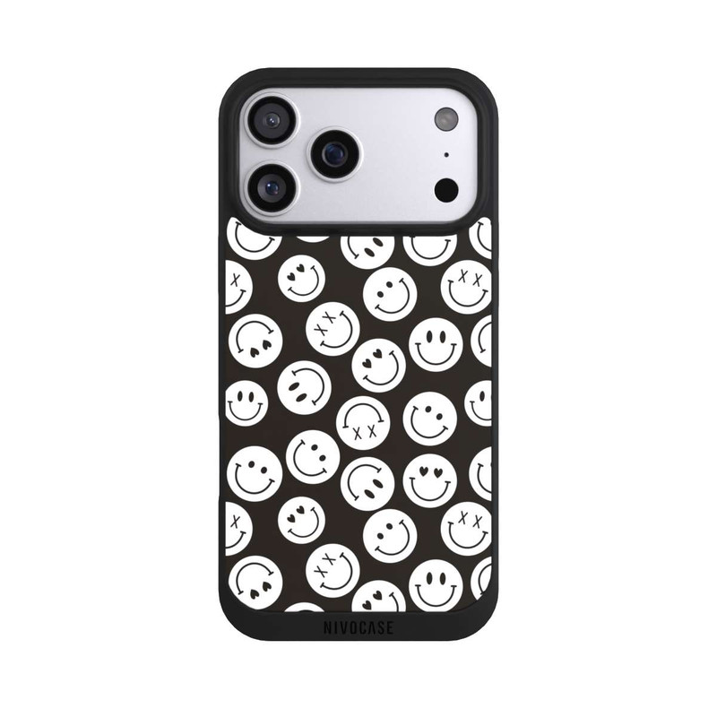 iPhone 17 Pro Max NIVOpure Smiles Emotes Pattern Black And White