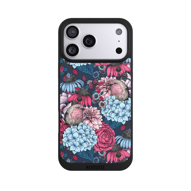 iPhone 17 Pro Max NIVOpure Birds And Flowers Petrol Red